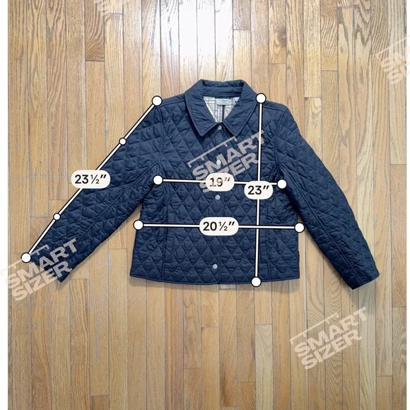 L.L. Bean Quilted Plaid Riding Jacket, Navy Black, Woman’s Medium - Picture 7 of 7